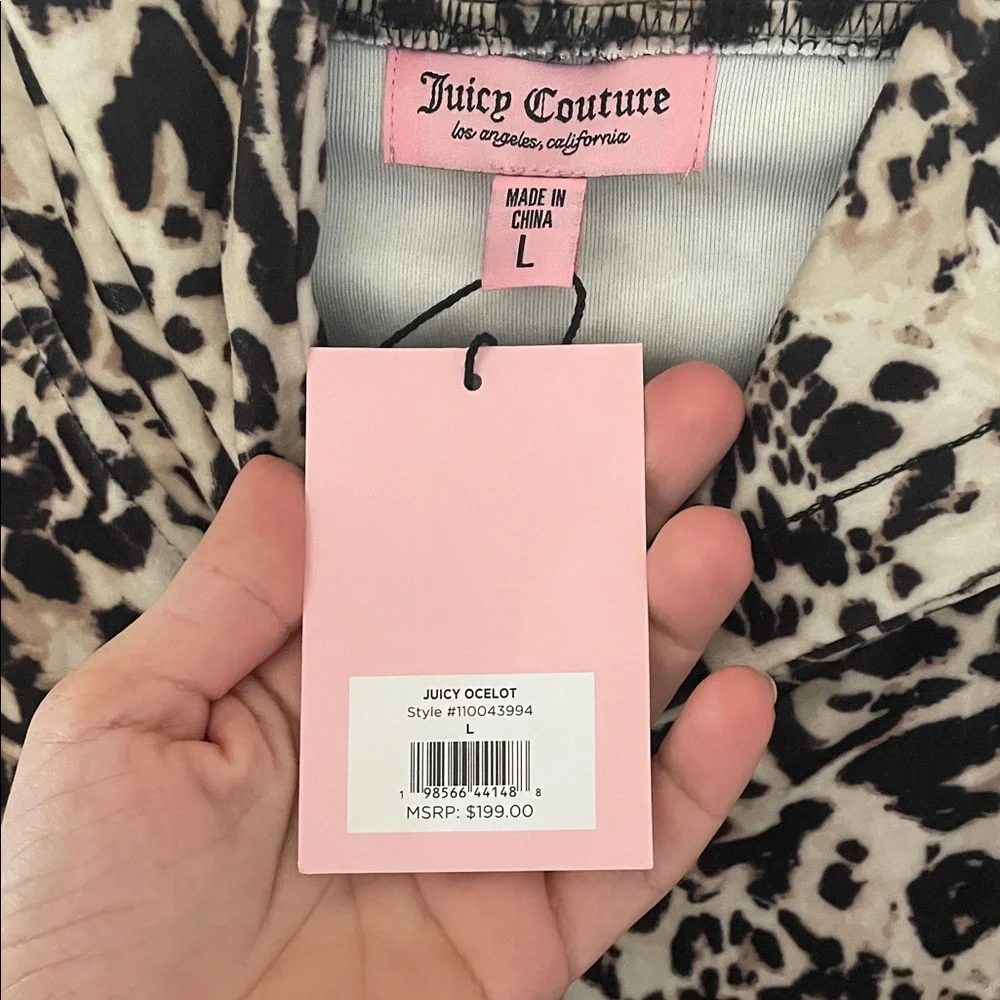 Juicy Couture Black and Cream Ocelot-Print Wide-Leg Pant track suit - Picture 4 of 4